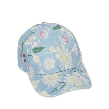 Осенняя женская бейсболка с цветком маргаритки, женские шляпы с цветочным принтом и листьями, лейтенант синий