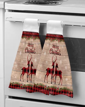 Рождественские полотенца для рук в виде снежинки Лося в винтажном стиле из Микрофибры Ткань для быстрой химчистки Рождественское кухонное полотенце