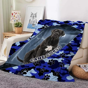 Фланелевые одеяла Cane Corso Blue Como Lightning С 3D-принтом, офисное одеяло для сна, портативные одеяла для путешествий, прямая поставка